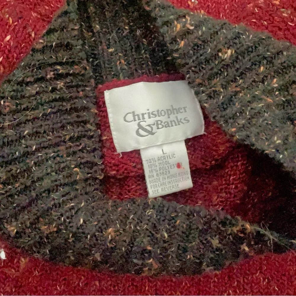 Christopher & Banks Red and Black Knit Sweater - Picture 2 of 2